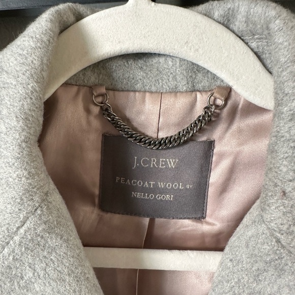 J. Crew Nello Gori 100% Wool Grey longline trench pea coat classic vintage - Picture 3 of 6